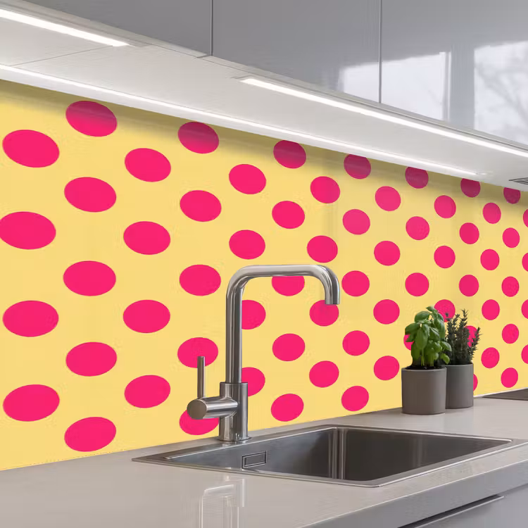Schienale cucina - Rosa - Puntini - Giallo — 2