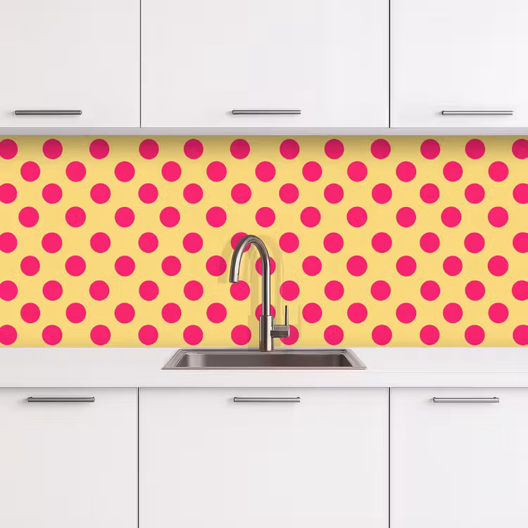 Schienale cucina - Rosa - Puntini - Giallo — 4