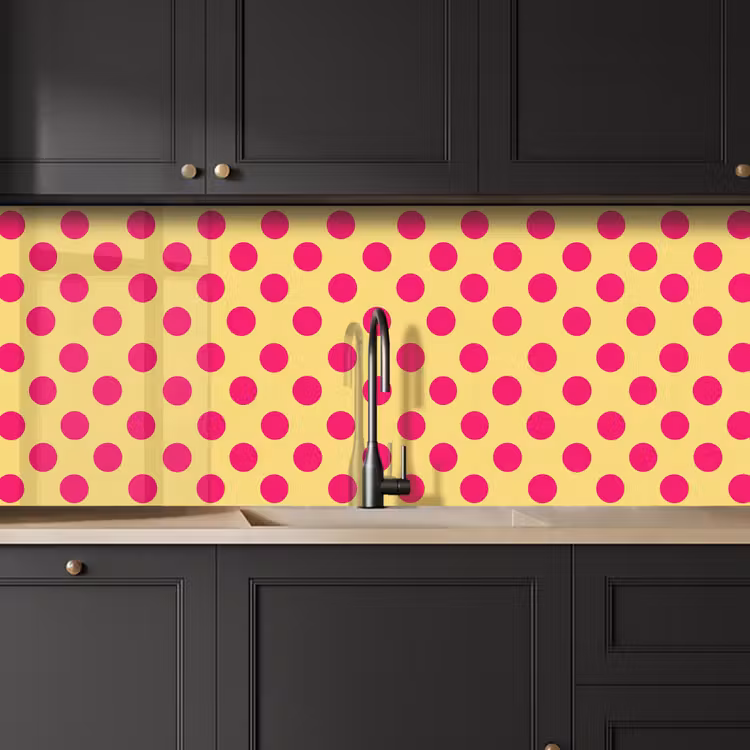 Schienale cucina - Rosa - Puntini - Giallo — 6