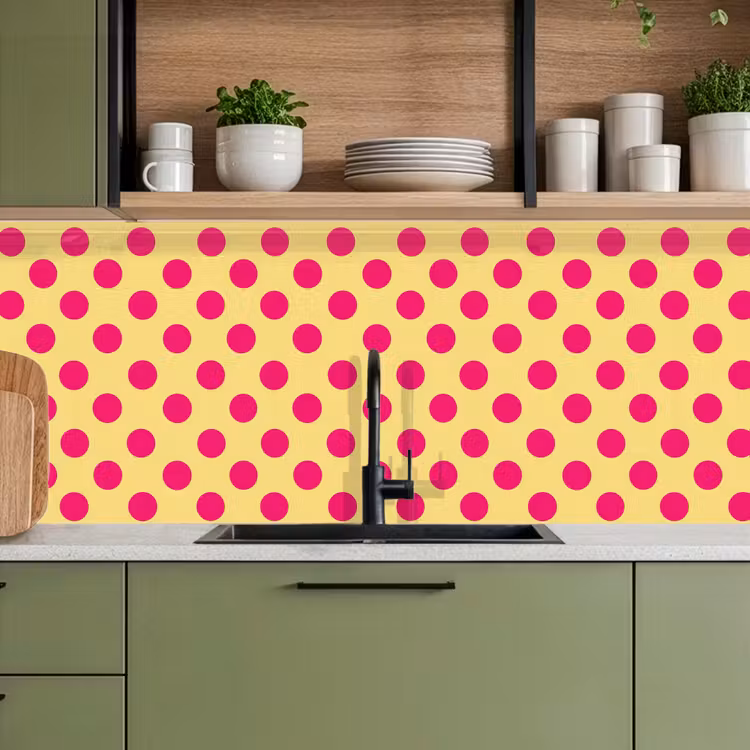 Schienale cucina - Rosa - Puntini - Giallo — 8