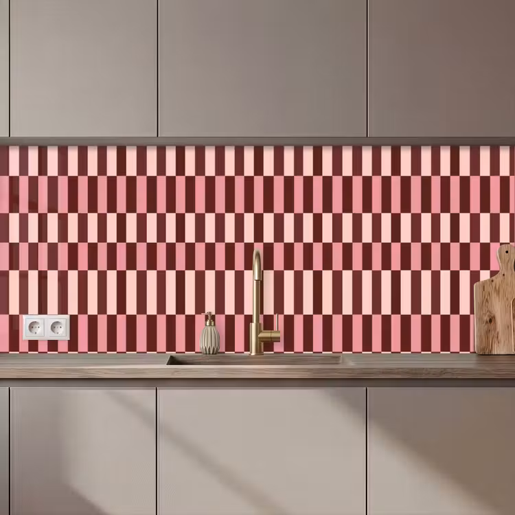 Schienale cucina - Rosa - Rosso - Cubi — 1