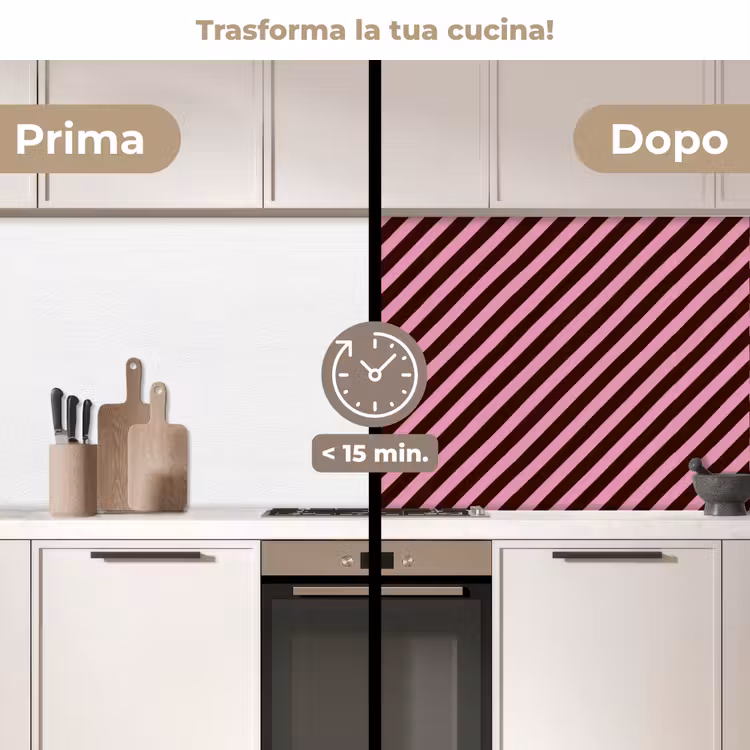 Schienale cucina - Strisce - Rosa - Marrone — 3