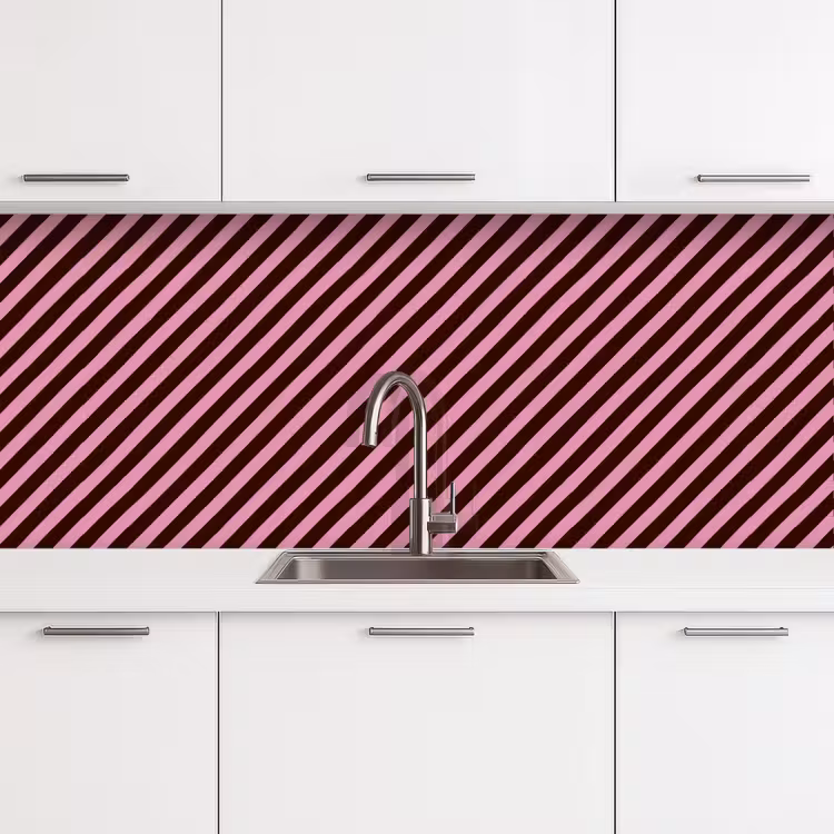 Schienale cucina - Strisce - Rosa - Marrone — 4