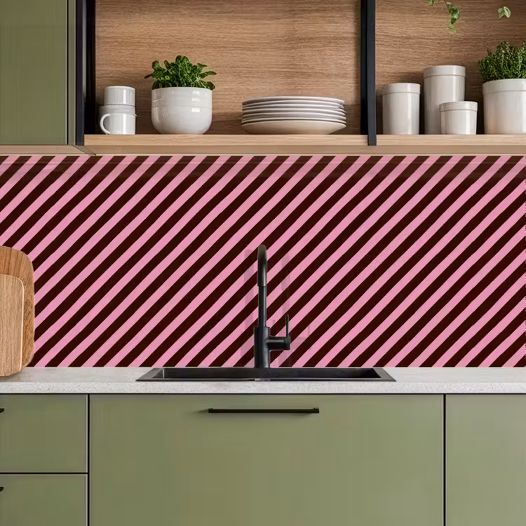 Schienale cucina - Strisce - Rosa - Marrone — 8