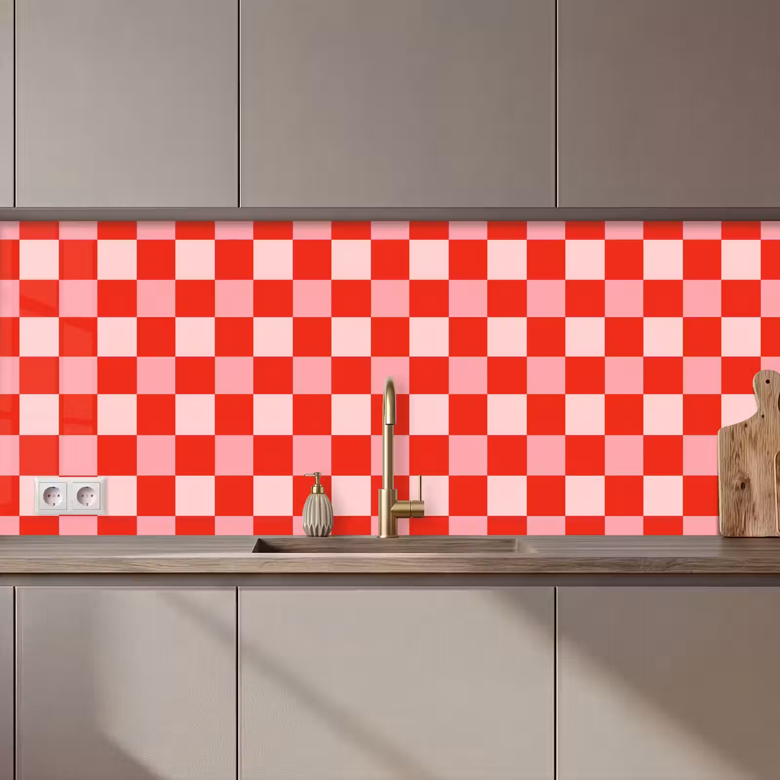 Schienale cucina - Quadrato - Classico - Rosso — 1