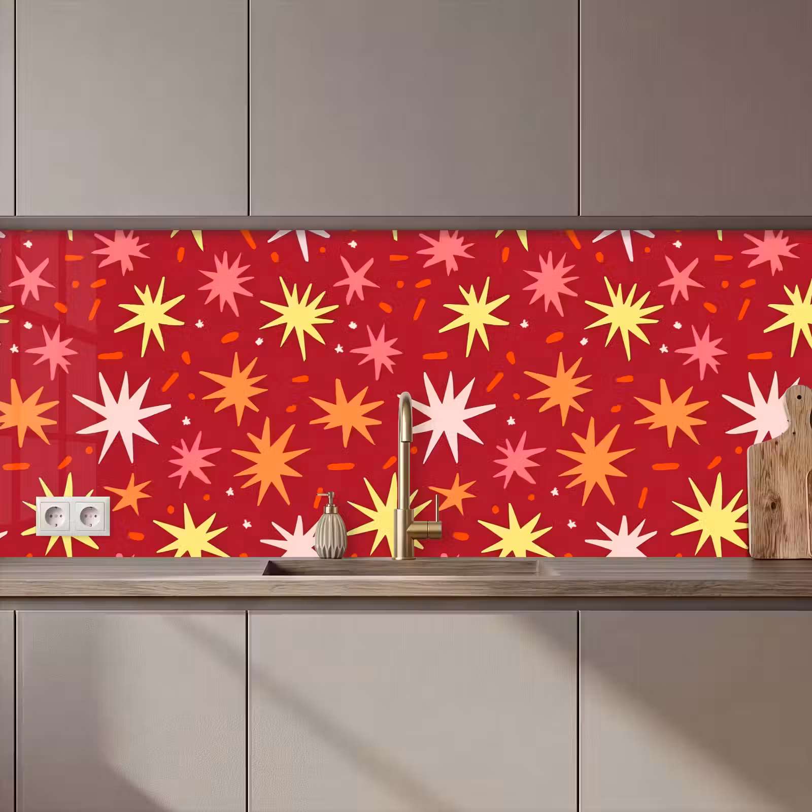 Schienale cucina - Stelle - Giocoso - Rosso — 1