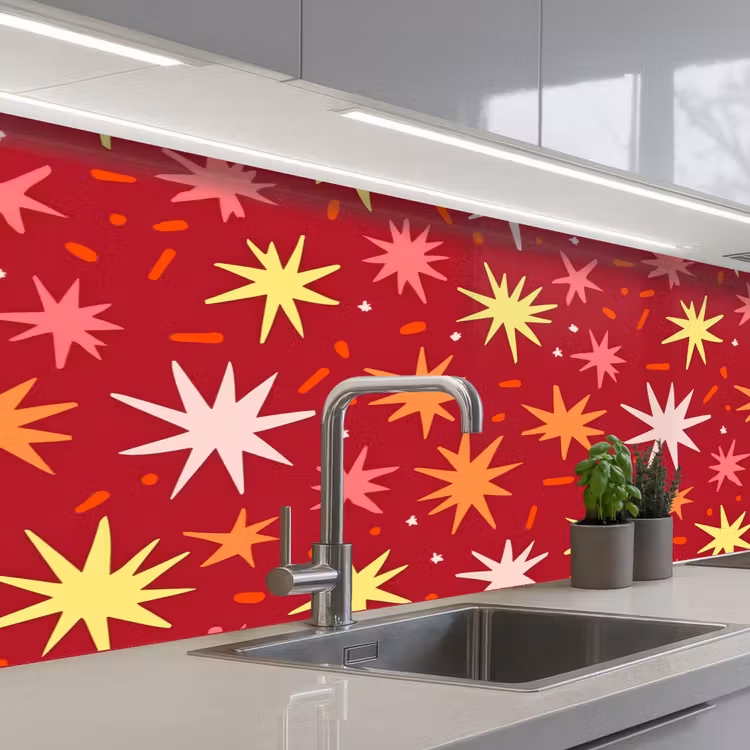 Schienale cucina - Stelle - Giocoso - Rosso — 2