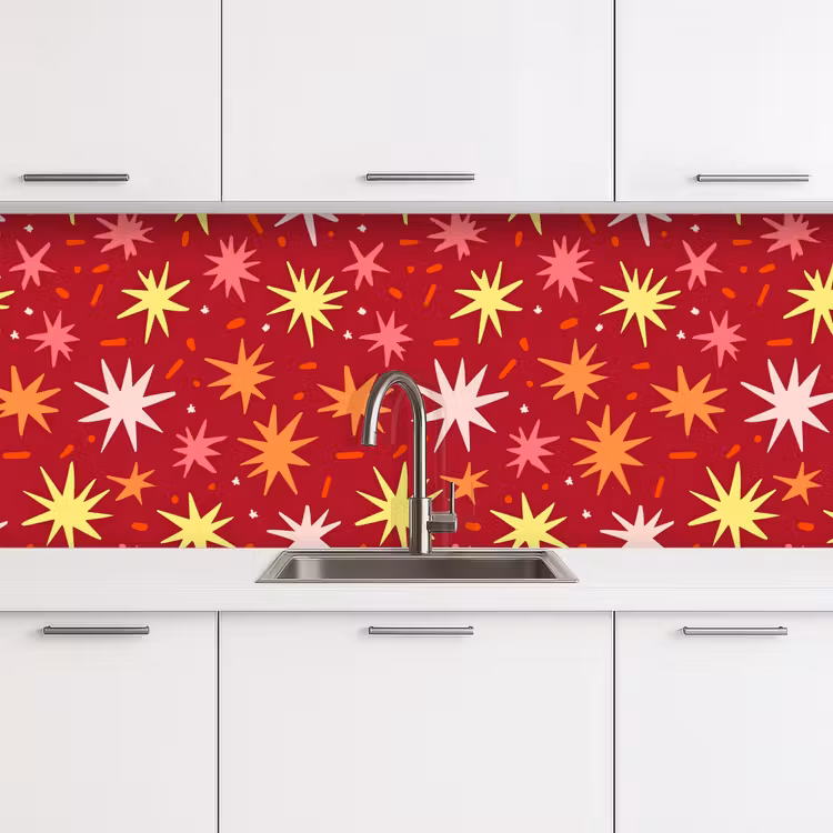 Schienale cucina - Stelle - Giocoso - Rosso — 4