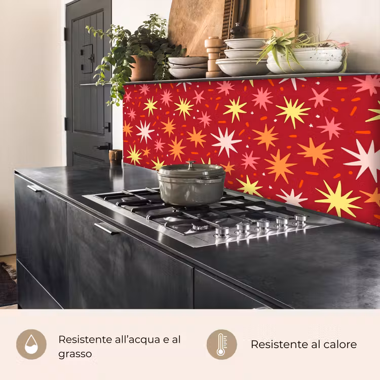 Schienale cucina - Stelle - Giocoso - Rosso — 5