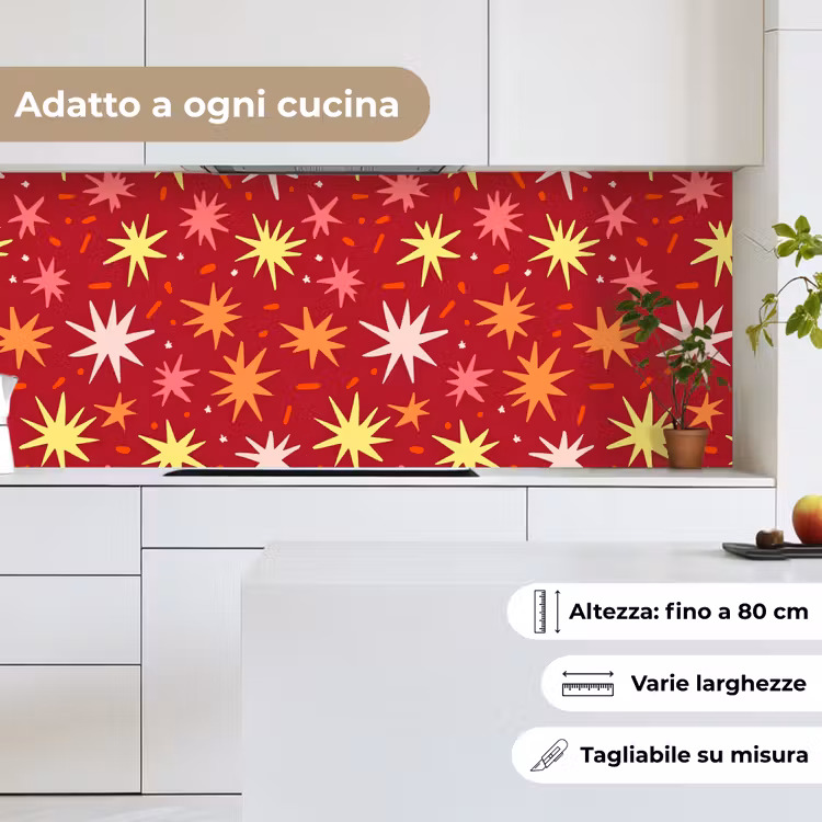 Schienale cucina - Stelle - Giocoso - Rosso — 7