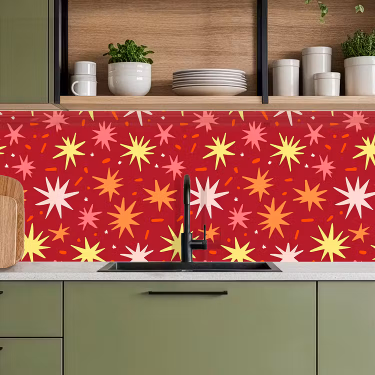 Schienale cucina - Stelle - Giocoso - Rosso — 8