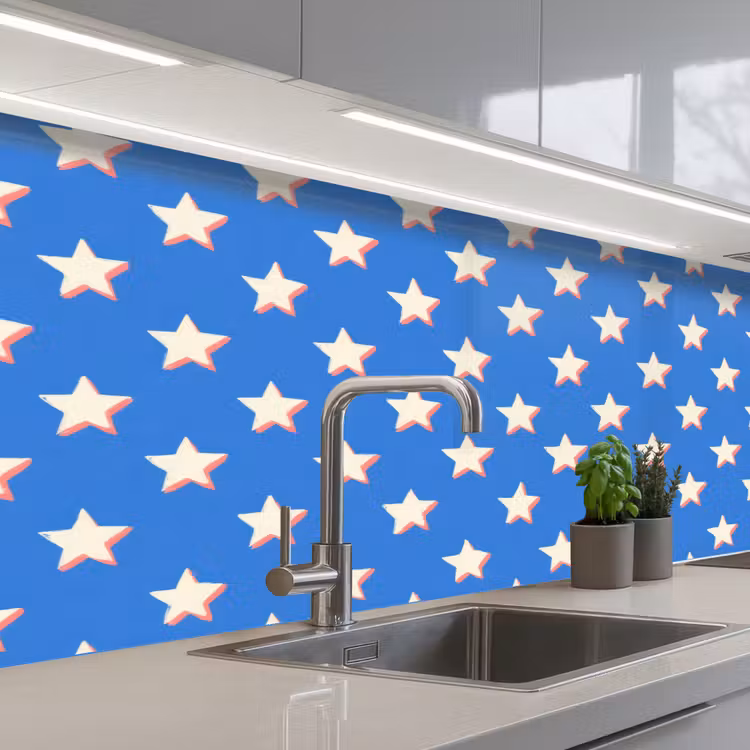 Schienale cucina - Stelle - Motivo - Blu — 2