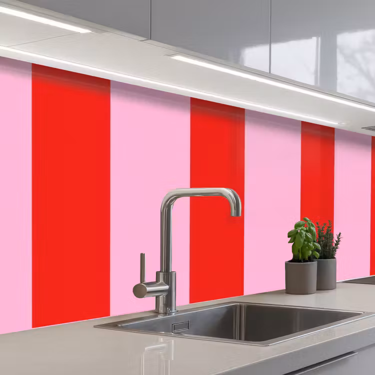 Schienale cucina - Strisce - Classico - Rosa — 2