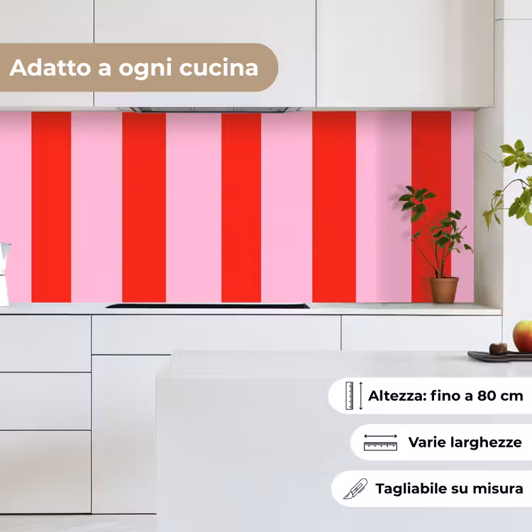Schienale cucina - Strisce - Classico - Rosa — 7