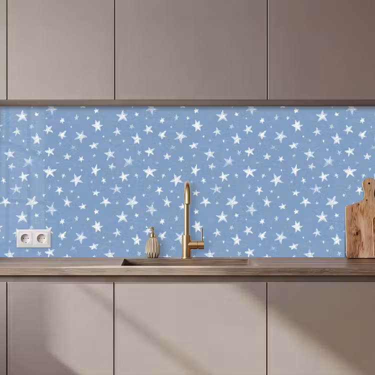 Schienale cucina - Stelle - Motivo - Blu — 1