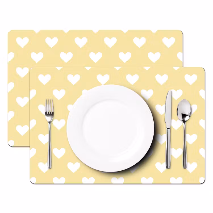 Tovaglietta – 6 pezzi - Cuori - Motivo - Giallo — 2
