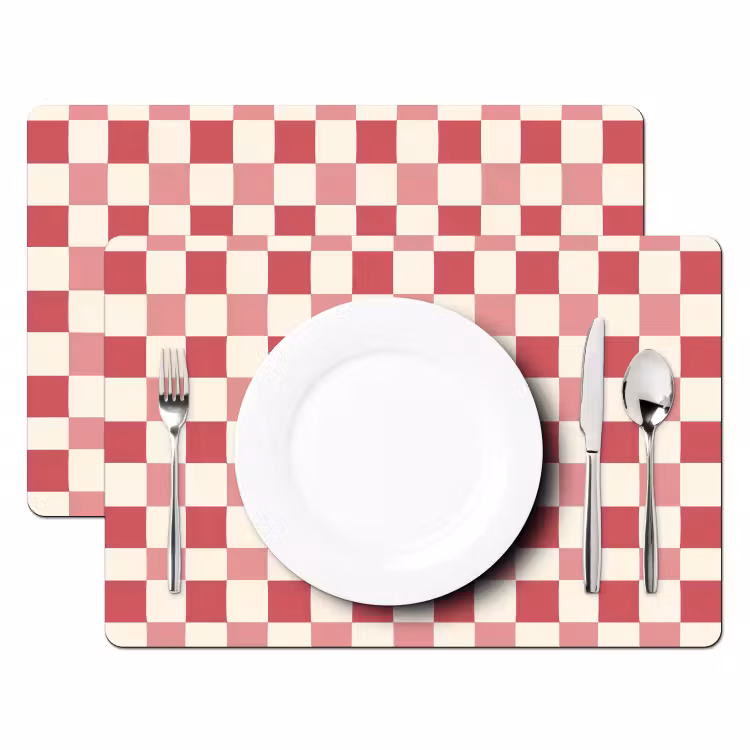 Tovaglietta – 6 pezzi - Motivo - Scacchi - Rosa — 2