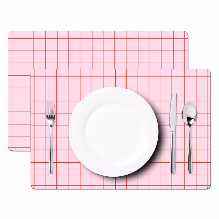 Tovaglietta – 6 pezzi - Griglia - Motivo - Rosa — 2