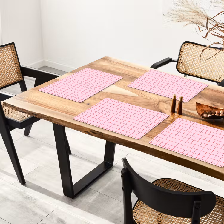 Tovaglietta – 6 pezzi - Griglia - Motivo - Rosa — 4