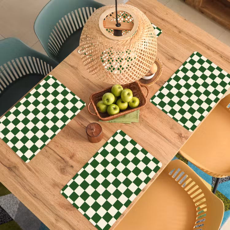 Tovaglietta – 6 pezzi - Scacchiera - Motivo - Verde — 3