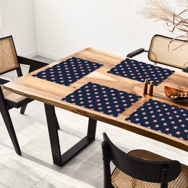 Tovaglietta – 6 pezzi - Motivo - Stelle - Rosa — 4