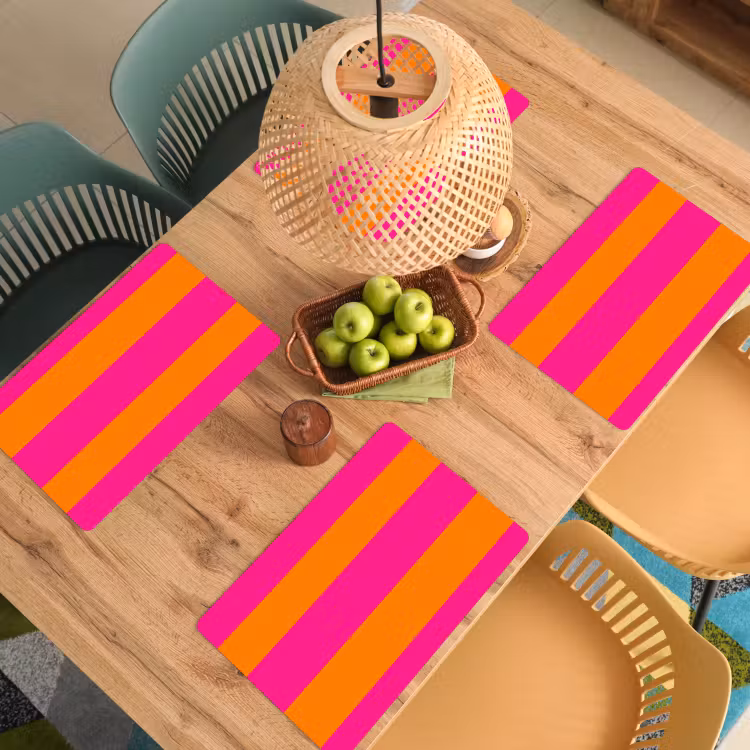 Tovaglietta – 6 pezzi - Strisce - Orizzontale - Rosa — 3