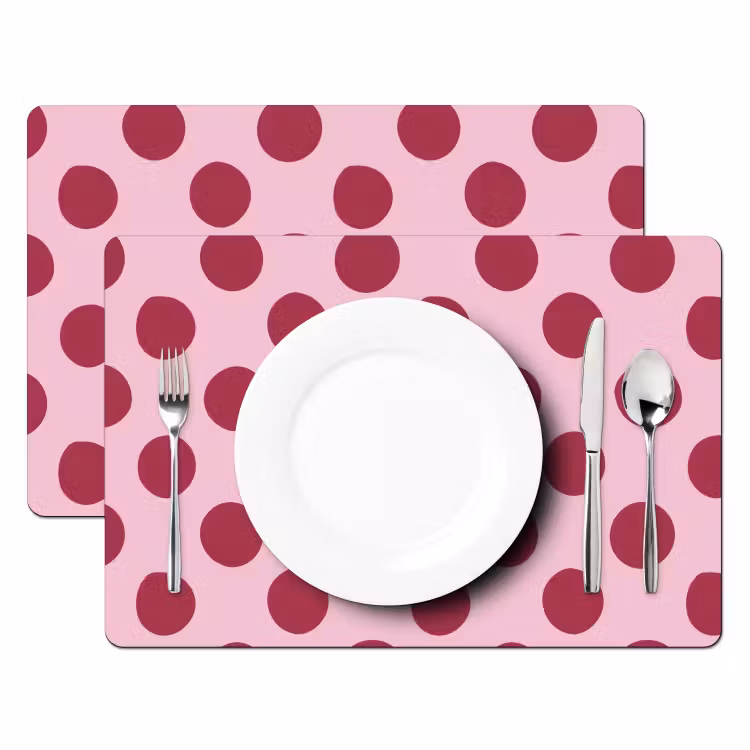 Tovaglietta – 6 pezzi - Pois - Motivo - Bordeaux — 2