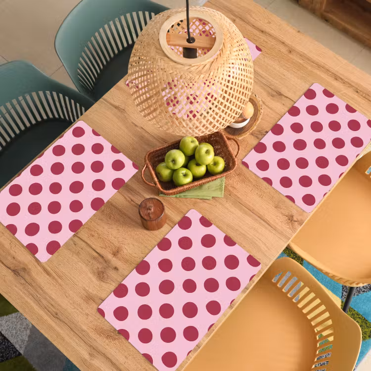Tovaglietta – 6 pezzi - Pois - Motivo - Bordeaux — 3