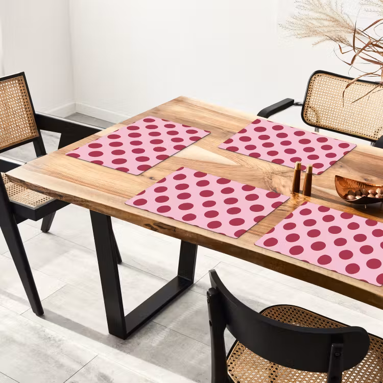 Tovaglietta – 6 pezzi - Pois - Motivo - Bordeaux — 4