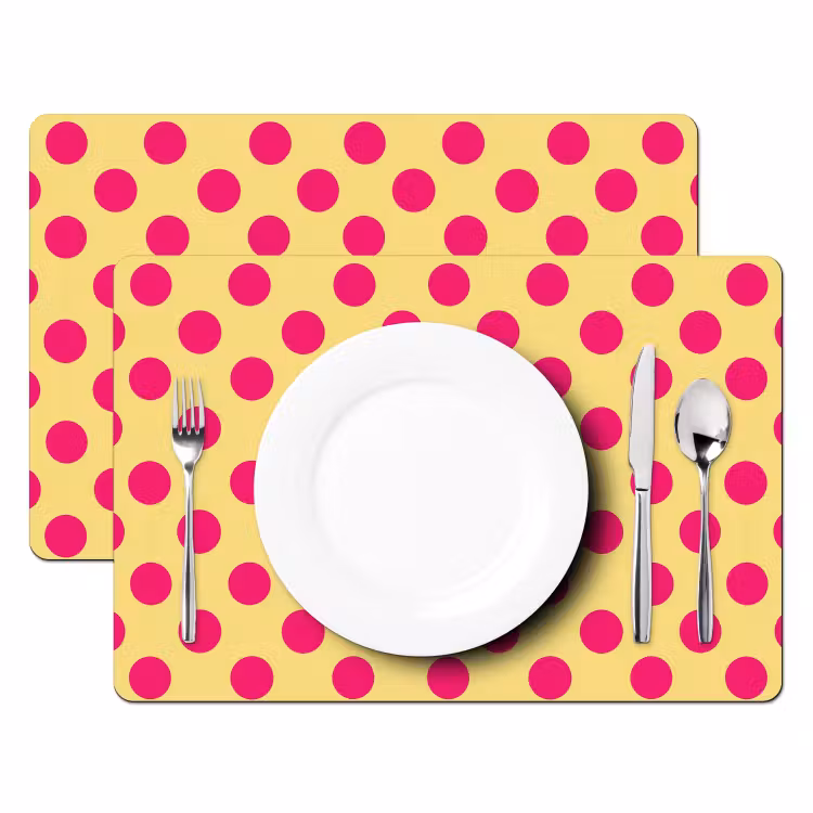 Tovaglietta – 6 pezzi - Rosa - Puntini - Giallo — 2