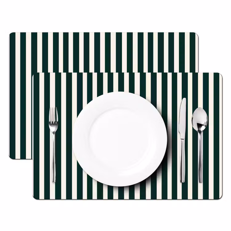 Tovaglietta – 6 pezzi - Strisce - Classico - Verde — 2