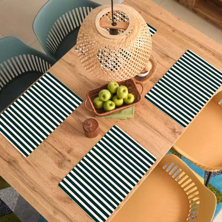 Tovaglietta – 6 pezzi - Strisce - Classico - Verde — 3