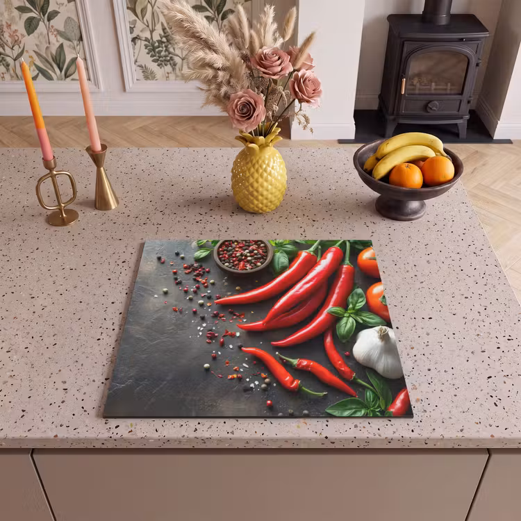 Protezione piano induzione - Vegetale - Pepe - Rosso - Grigio - Cemento — 3