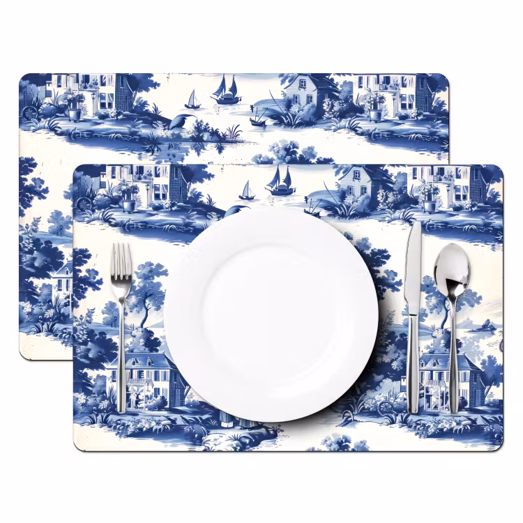 Tovagliette - Idilliaca scena di campagna blu — 2