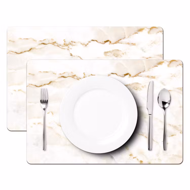 Tovagliette - Venature dorate in marmo avorio — 2