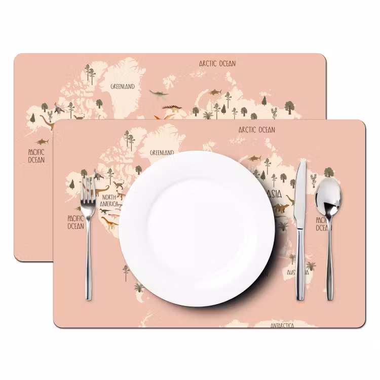 Tovagliette - Mappamondo - Camera dei bambini - Dino's - Ragazze - Bambini - Rosa — 2