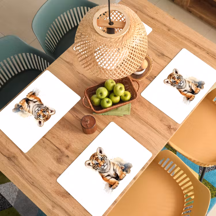 Tovagliette - Tigre - Animali selvatici - Bambini - Acquerello — 3