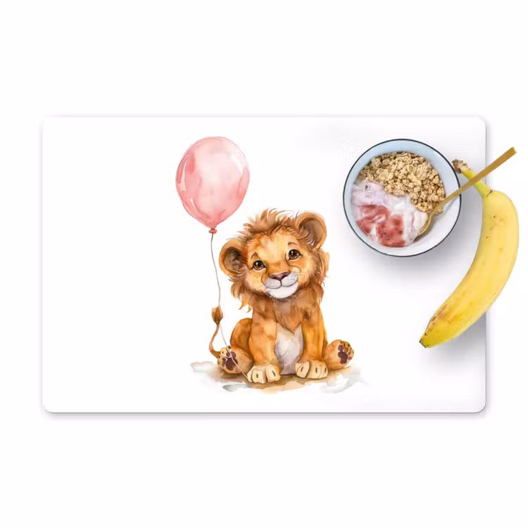 Tovagliette - Leone - Animale bambino - Palloncino rosa — 1