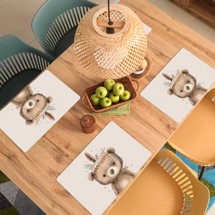 Tovagliette - Orso - Boho - Vestaglia indiana - Animali — 3