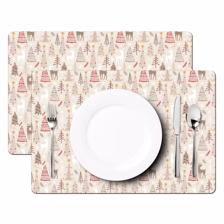 Tovagliette - Albero di Natale - Renna - Beige - Modelli - Natale — 2