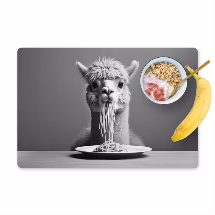 Tovagliette - Alpaca - Pasta - Nero - Bianco - Divertente - Animali — 1