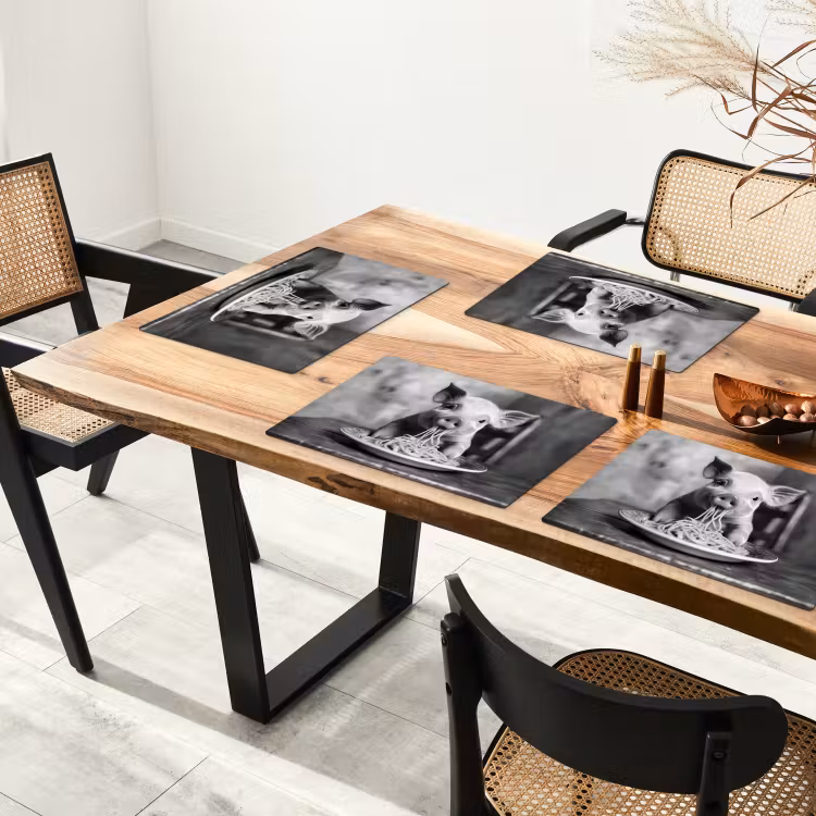 Tovagliette - Maiale - Carino - Spaghetti - Bianco e nero - Animale — 4