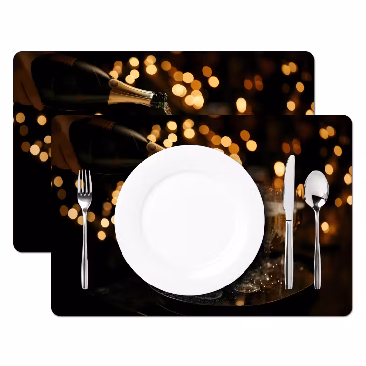 Tovagliette - Luci - Champagne - Vassoio - Bicchieri — 2