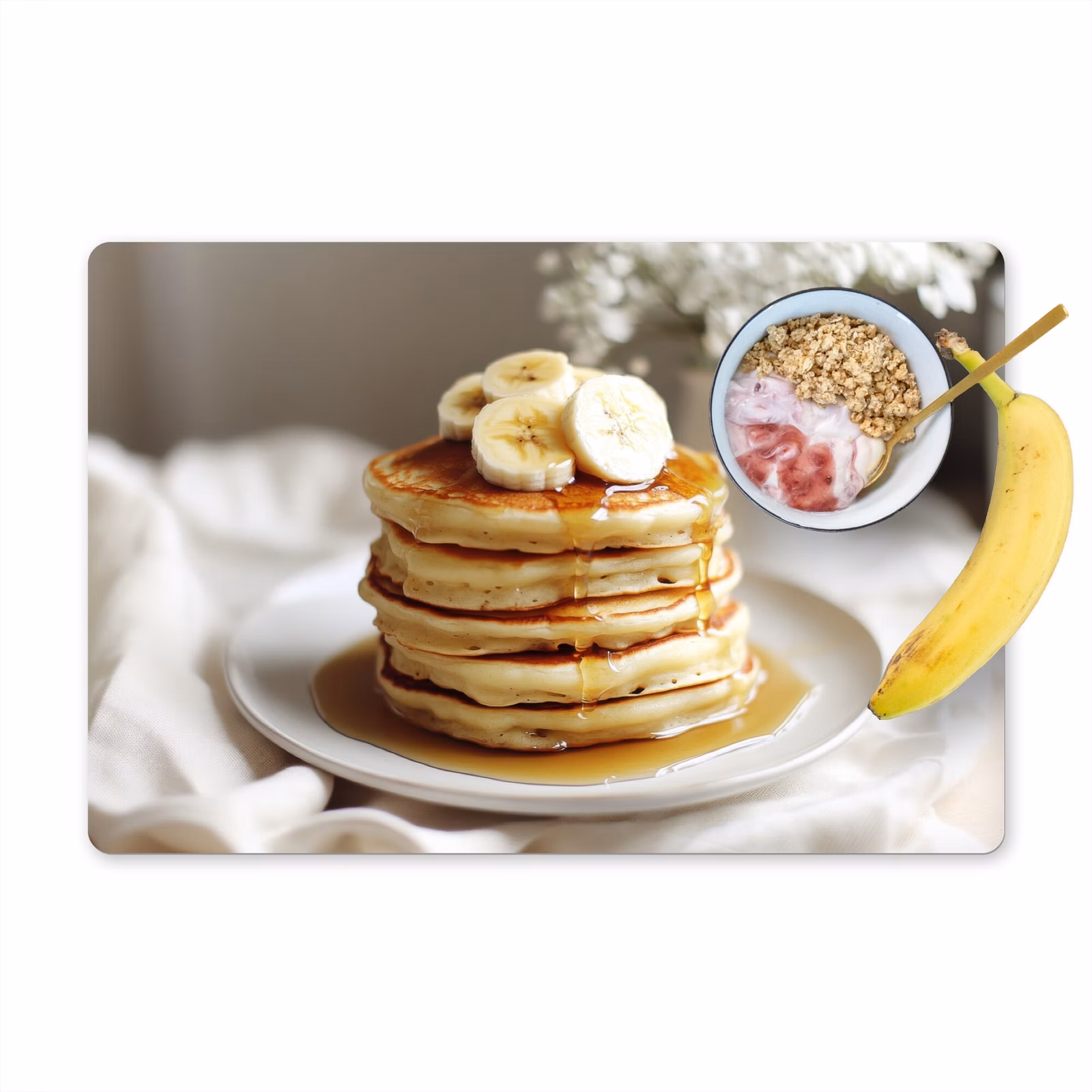 Tovagliette - Pancake - Banana - Sciroppo - Bianco - Beige — 1