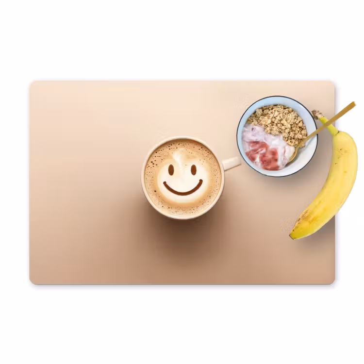 Tovagliette - Caffè - Schiuma di latte - Sorriso - Beige — 1