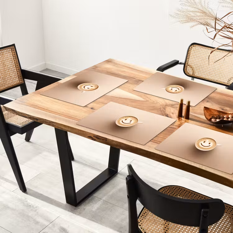 Tovagliette - Caffè - Schiuma di latte - Sorriso - Beige — 4