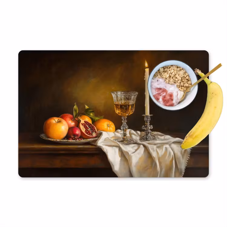 Tovagliette - Frutta - Natura morta - Vino - Candela — 1