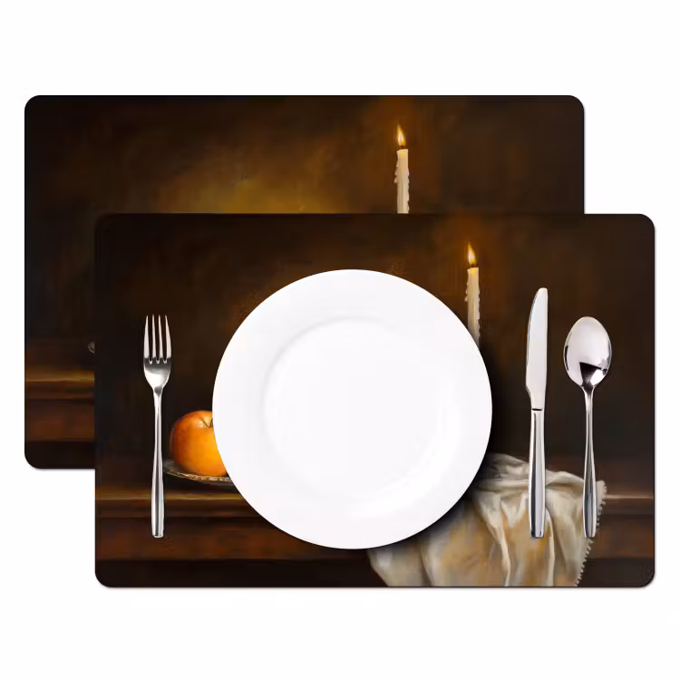 Tovagliette - Frutta - Natura morta - Vino - Candela — 2