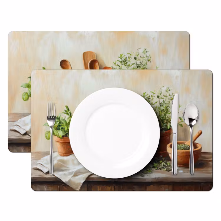 Tovagliette - Vasi - Erbe - Legno — 2