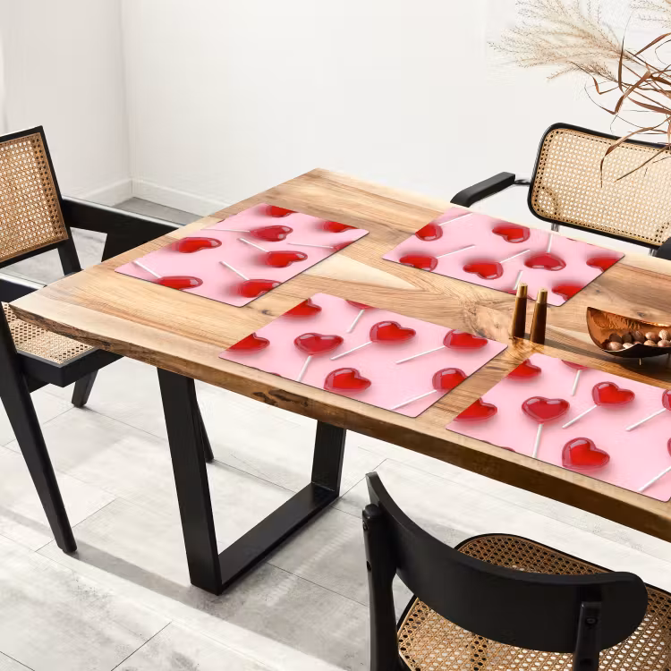 Tovaglietta in vinile - Lecca-lecca - Cuori - Rosa — 4